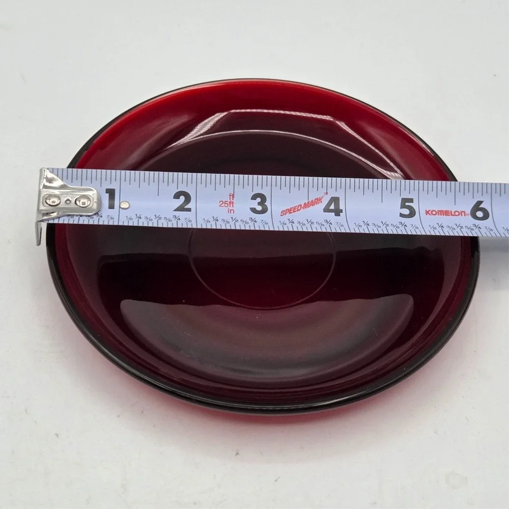 Ruby Red Glass Bowl With Saucer for Cereal Soup or Dessert Arcoroc France Lumina